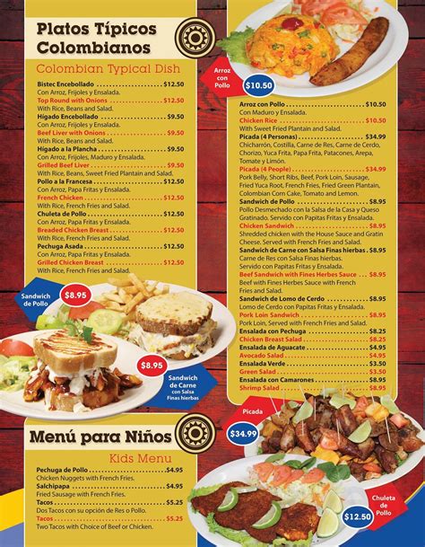colombian food menu